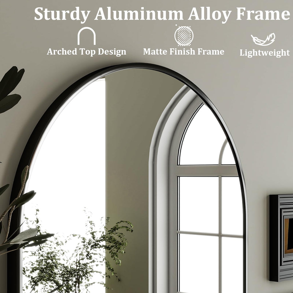 20"x30" Arched Bathroom Mirror Wall Mounted Black Arch Mirror