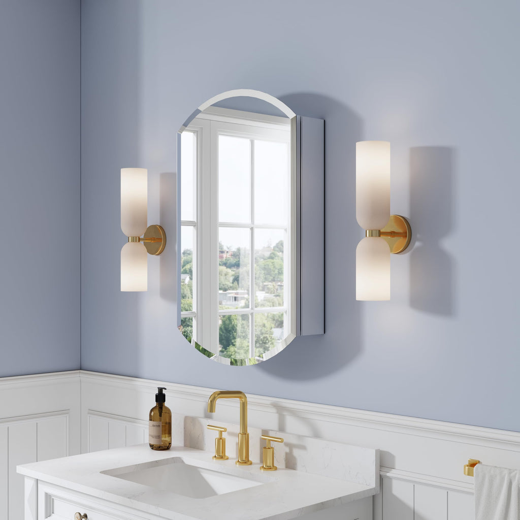 20" x 32" Bathroom Oval Medicine Cabinet, Beveled Edge Mirror Cabinet, Medicine Cabinet with Adjustable Shelves