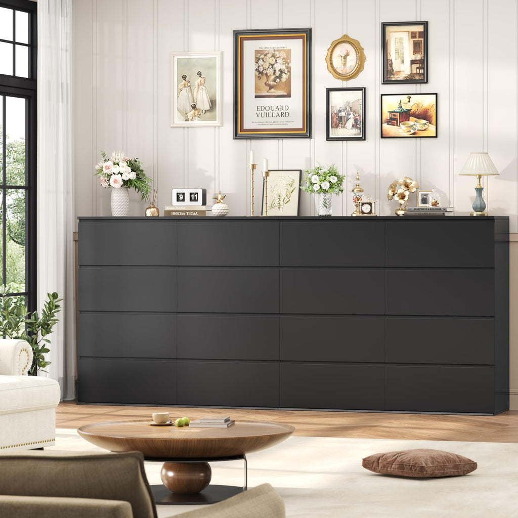 Black Dresser, Dresser, 8 Drawer Chest of Drawers