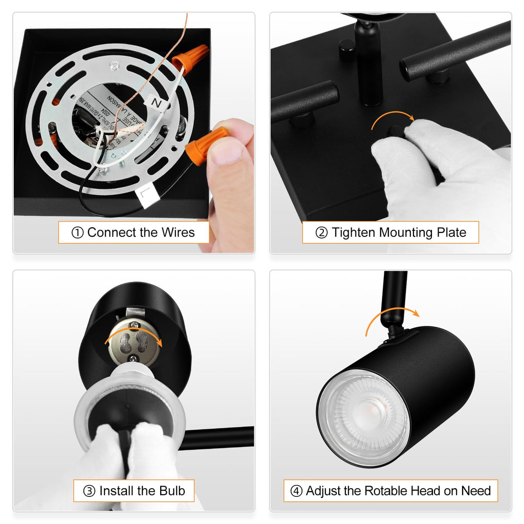 Track Lighting Fixtures Ceiling, 3 Way Track Lighting Kit, LED Track Lighting with Rotatable Light Heads, Modern