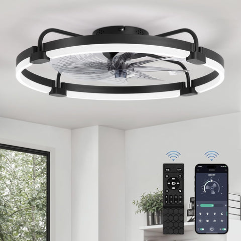 Ceiling Fans with Lights and Remote, 24'' Low Profile Ceiling Fan with Light