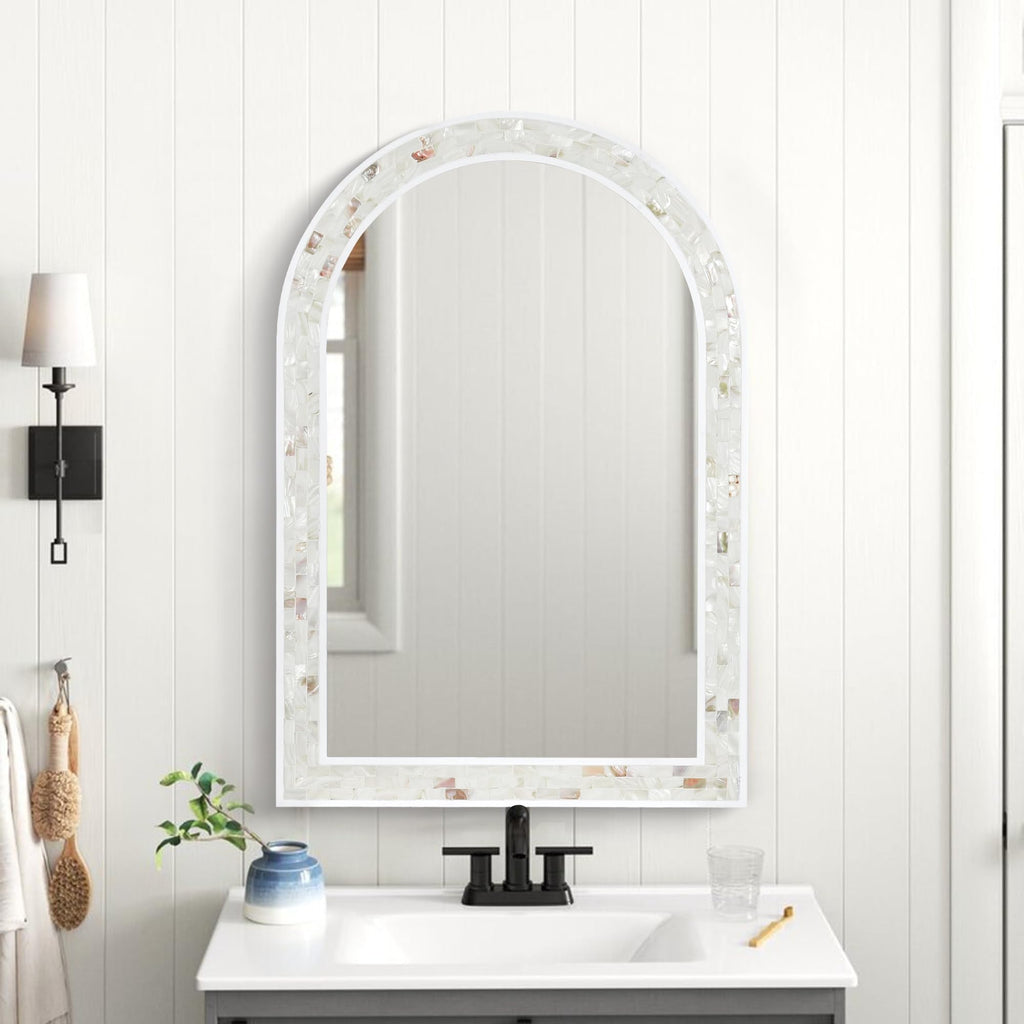 Arched Mirror 24x36 Inch with Shell Frame