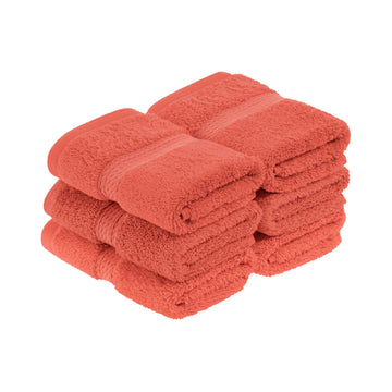 Egyptian Cotton Plush & Absorbent, Face Towel Set of 6, Coral