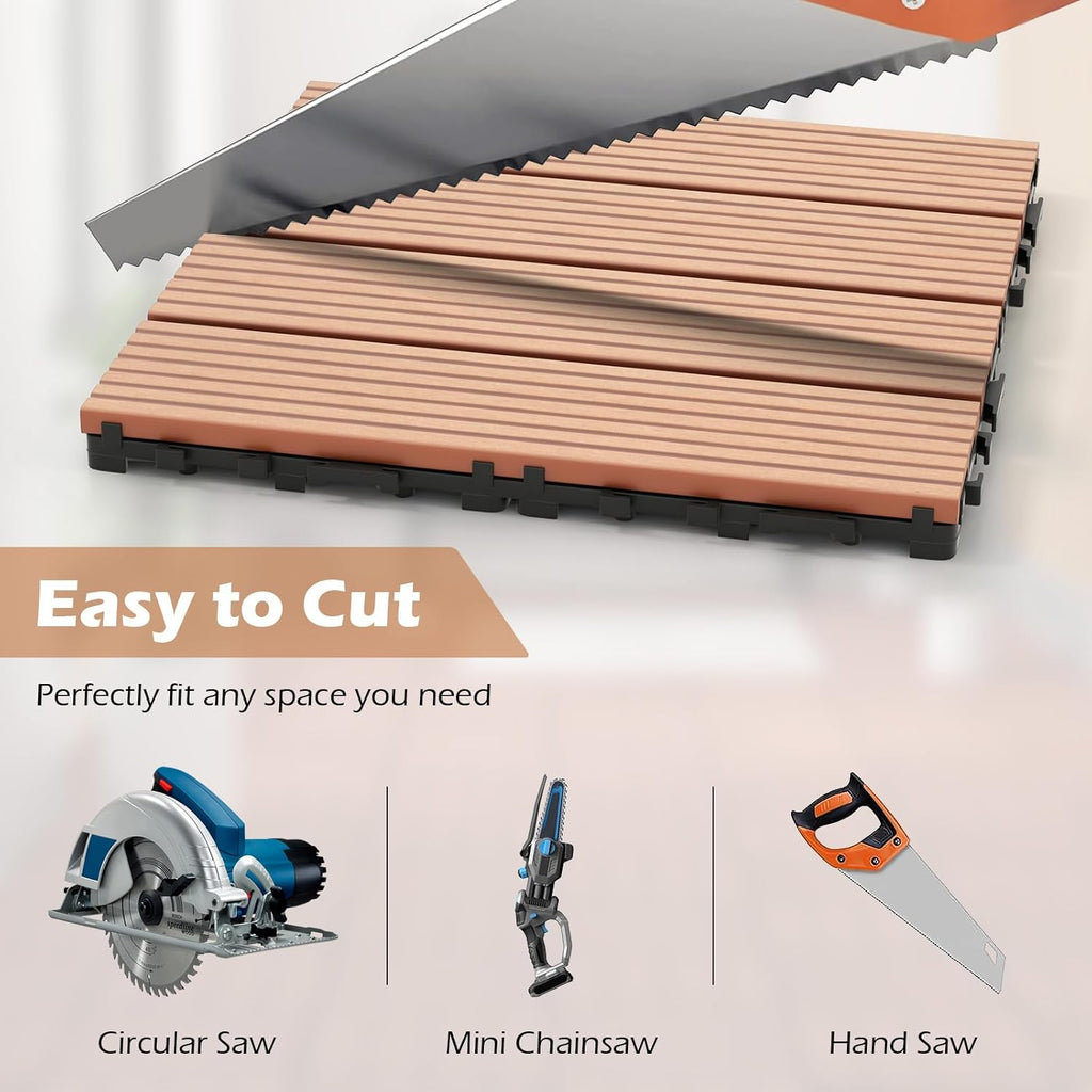 Interlocking Deck Tiles 18 Pack - 18 sq.ft Composite Outdoor Flooring Covering All Weather Use, 12 x 12 in Patio