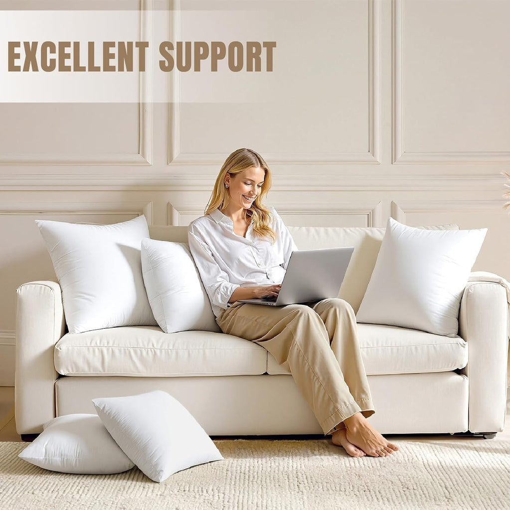 20x20 Pillow Inserts Set 2 100% Virgin Microfiber with Cotton Cover - Set of 2