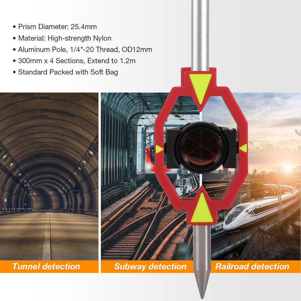 Mini Prism with 4 Poles, Survey Mini Prism for Total Station Surveying Prism Constant 0 - 30 mm offset
