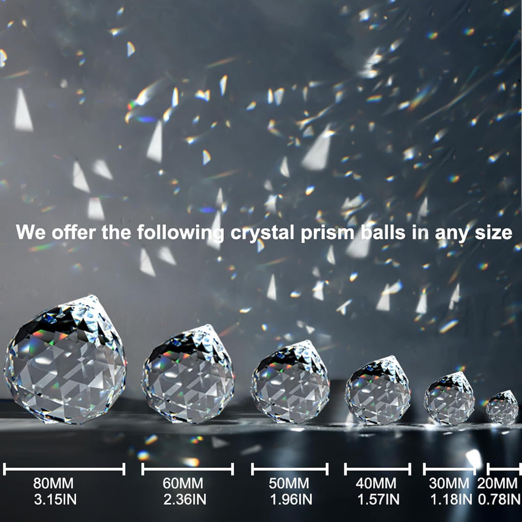 Clear Crystal Sun Catcher Suncatcher Prism Ball with Red Cord - 1 Pack, 2.36"/ 60mm, Rainbow Pendant Maker