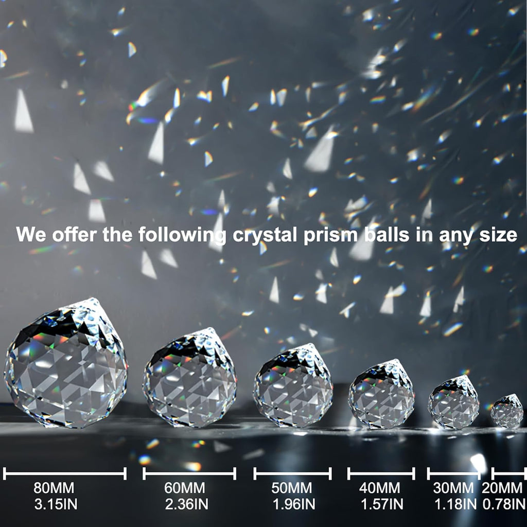 Clear Crystal Sun Catcher Suncatcher Prism Ball with Metal Chains - 3 Pack, 1.6"/ 40mm, Rainbow Pendant Maker