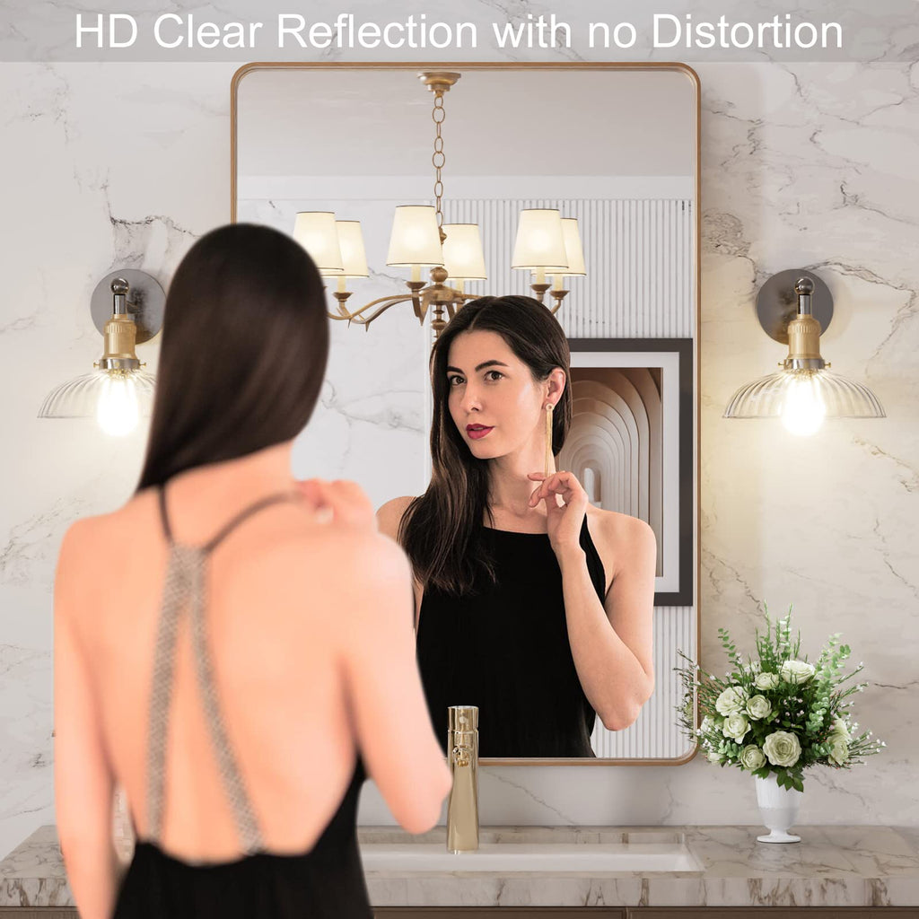 24"X36" Gold Bathroom Mirror