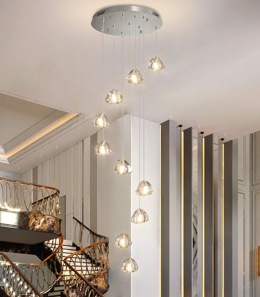 Glam Chandelier with LED Dimmable Bulbs Bubble Crystal Balls Glam Chandeliers High Ceiling Pendants Light Fixtures