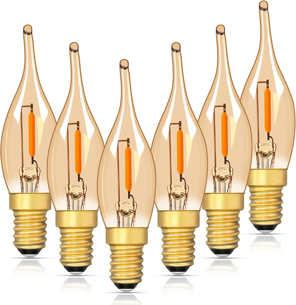 E12 LED Candelabra Bulbs, 7W Equivalent 0.7W Low Wattage, 2200K Amber Warm White, 50 Lumens High CRI(>90) Frosted