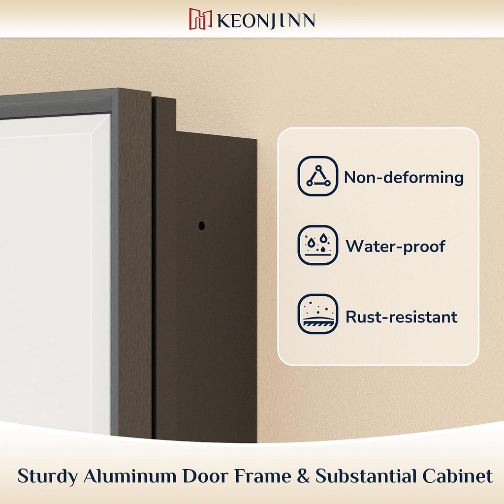 16" x 24" Bathroom Medicine Cabinet with Mirror, Black, Assembled | Adjustable Shelves, Aluminum Framed, Recessed or