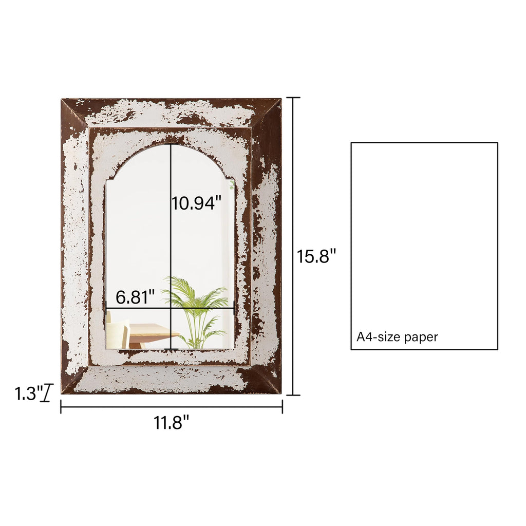 Farmhouse Small Arched Mirrors 16 X 12 Inch, Distressed White