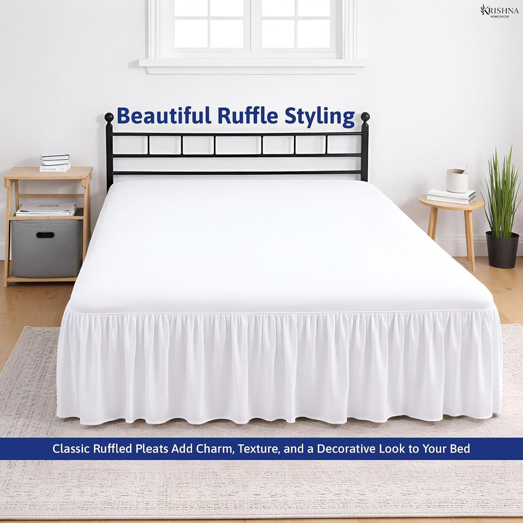 Ruffled Bed Skirt with Split Corners Queen, 100% Microfiber Hotel Quality, 14 Inch Drop Dust Ruffle Gathered Bedskirt