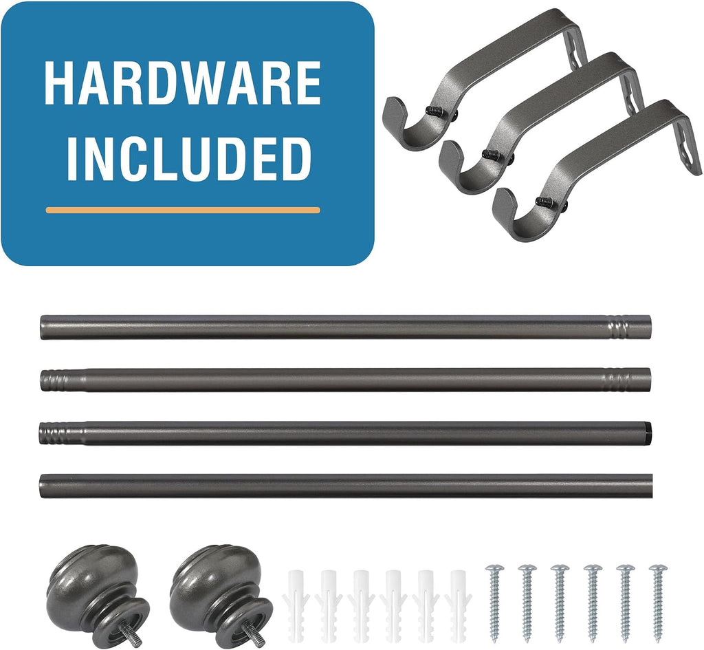 Curtain Rods for Windows 16.2 to 59.4 Inches 3/4 inch Diameter Adjustable Decorative Telescoping Curtain Rod with