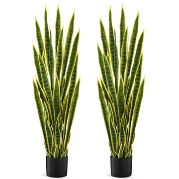2 Pack 3.8 Ft Tall Artificial Snake Plant Faux Sansevieria Plant Large Fake Snake Bulk in Pot Housewarming Gift