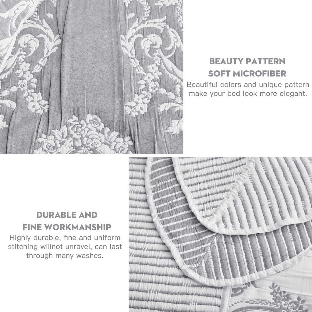 Bedspreads 128x120, Jacquard Damask, Grey