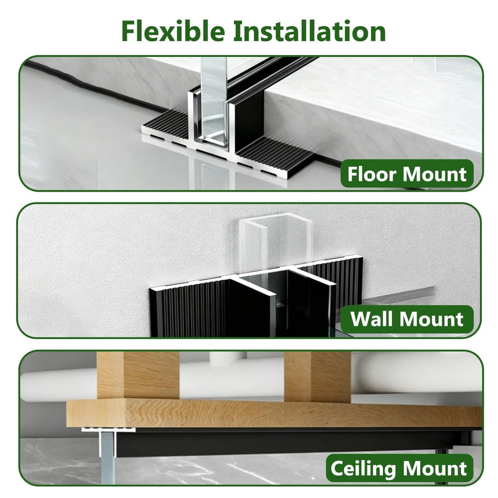 F/T Shape Glass Railing Base Rail Channel Black, Aluminum U Channel Profile