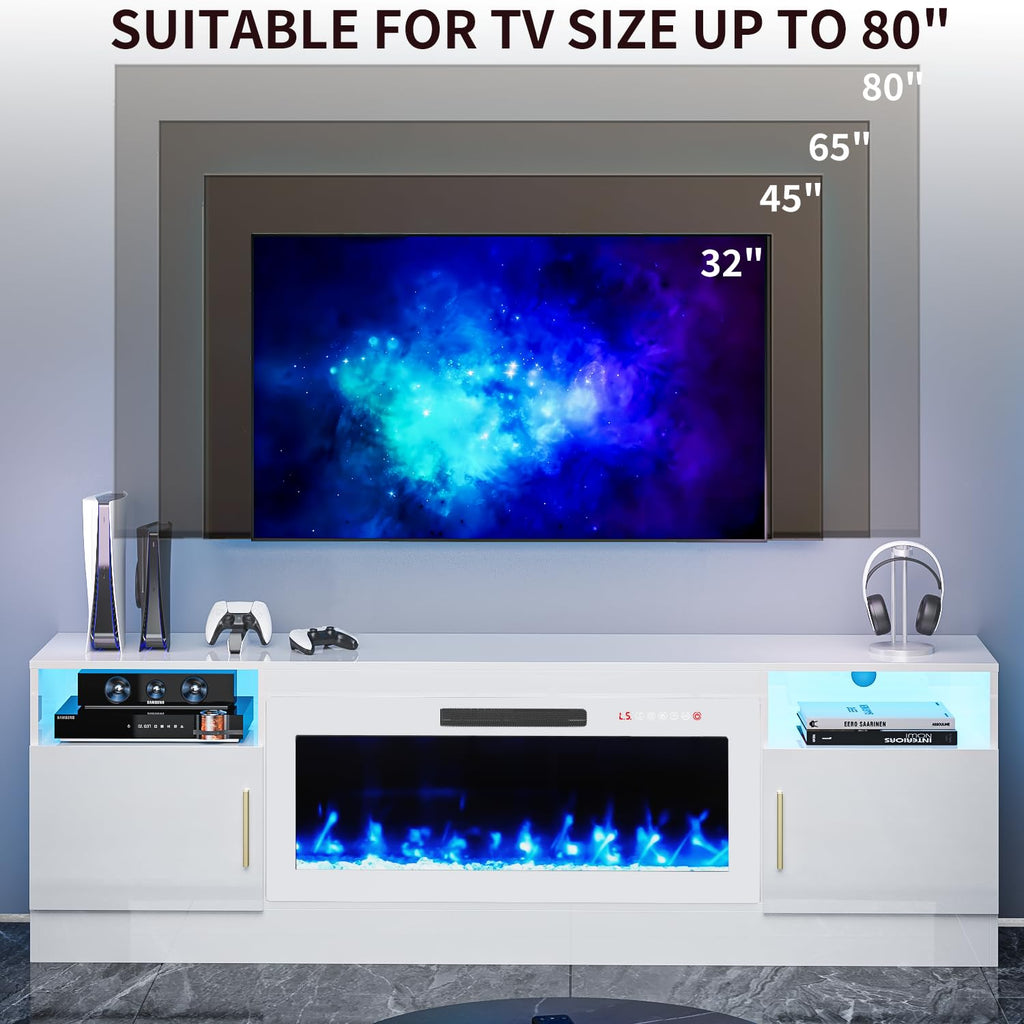 TV Stand with Fireplace, 36" Fireplace TV Stand LED Entertainment Center with Fireplace, 70 Inch Modern Electric