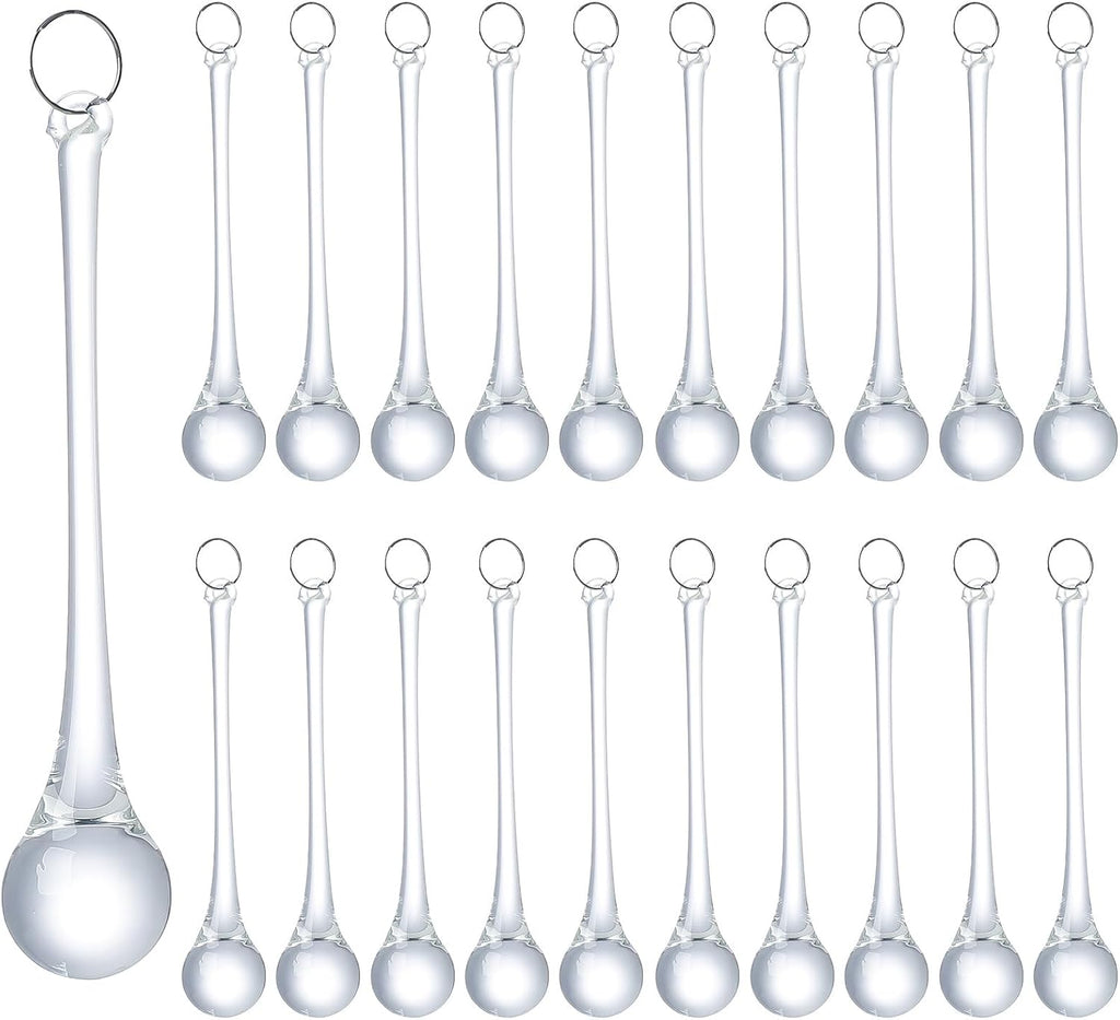20pcs 4inch Clear Crystal Glass Teardrop Ornaments for Christmas Tree, Chandelier Crystals Replacement Parts