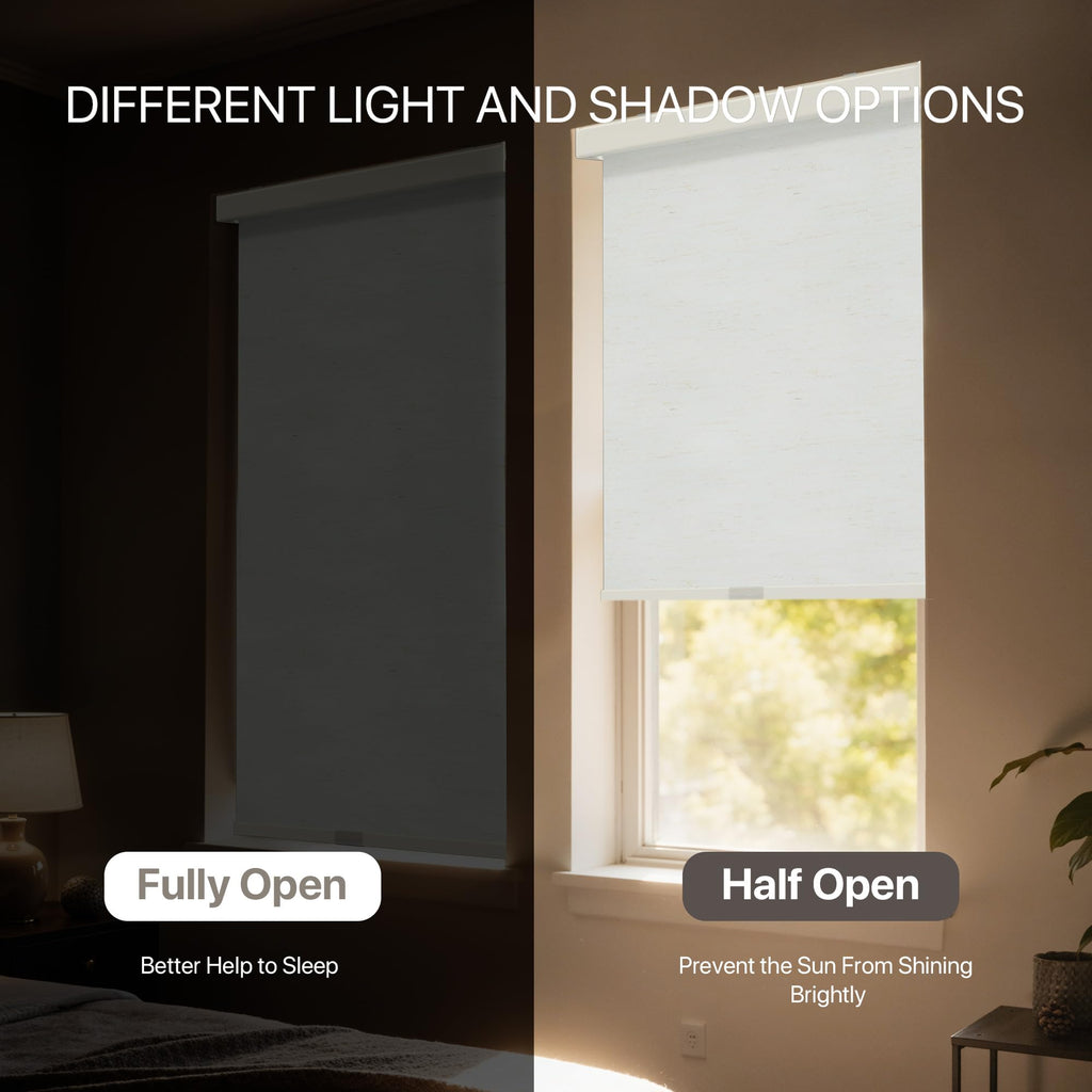 Cordless Blackout Roller Shades, Linen Beige