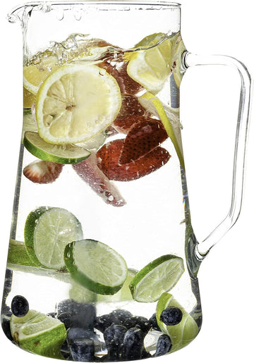 Large Glass Pitcher With Spout, 2.5 Quart (80 Ounce) Borosilicate Glass Iced Tea Pitchers with Handle, Angled