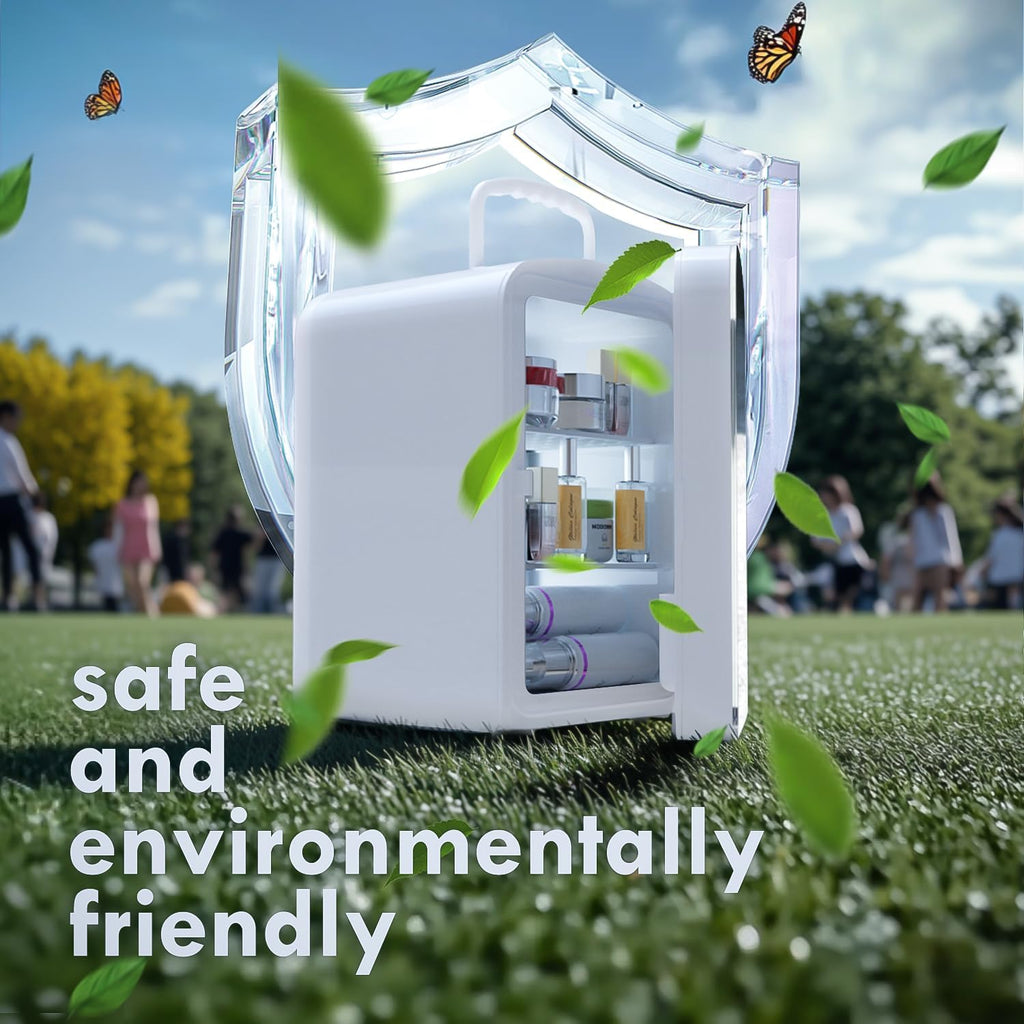 9L Mini Fridge for Bedroom - Car, College Dorm Room & Office Desk 12v Portable Cooler Warmer Skincare, Beauty Makeup