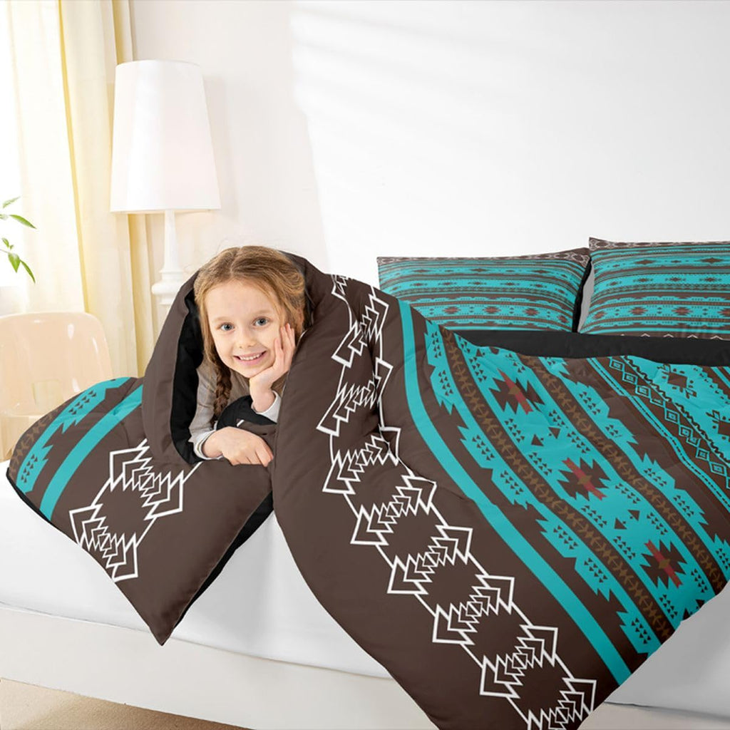 Boho Aztec Ethnic Comforter Set Tribal Bedding Set Queen Size