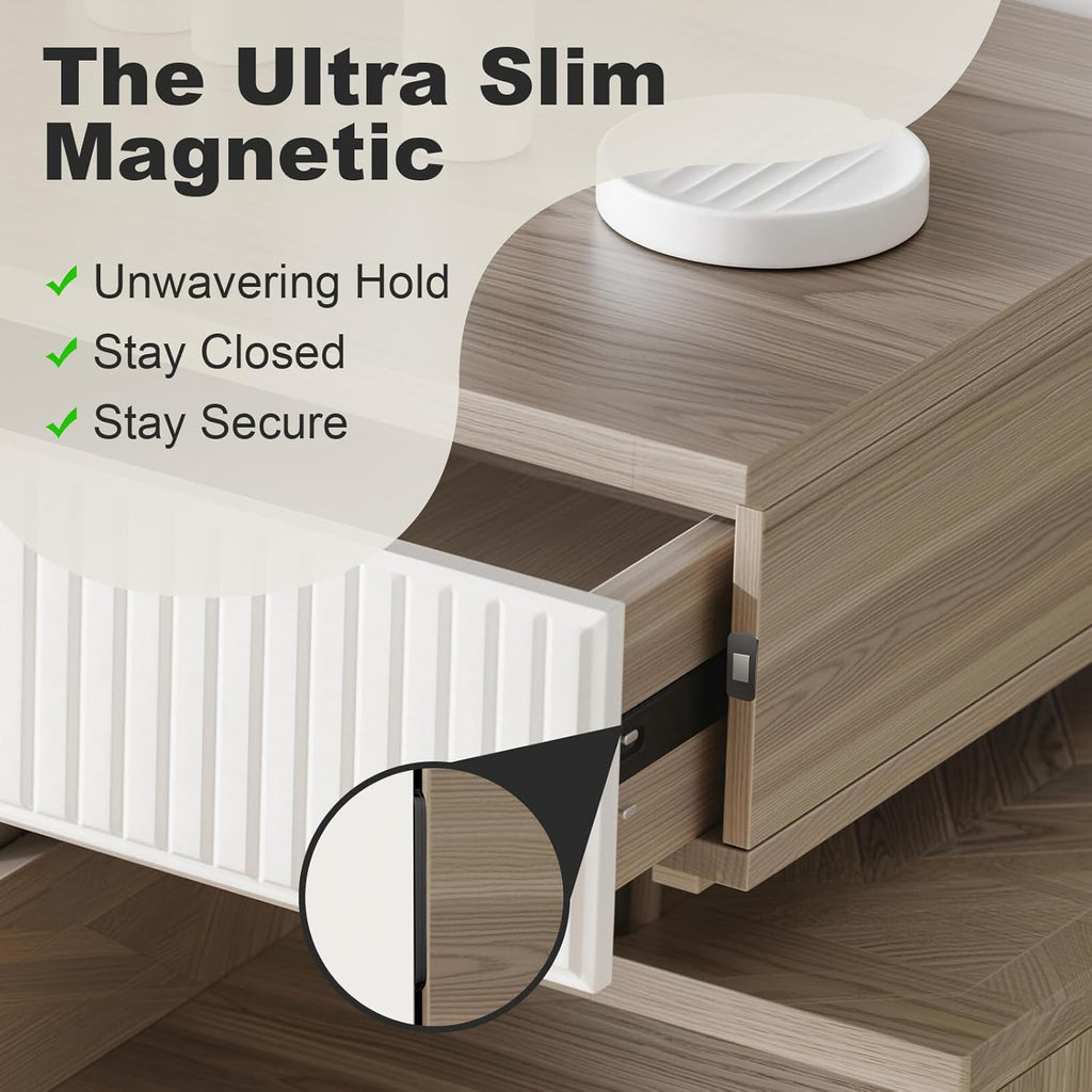 5 Pack Magnetic Door Catch, Ultra Thin Cabinet Door Magnets, Adhesive Drawer Magnets to Stay Closed, Stainless Steel