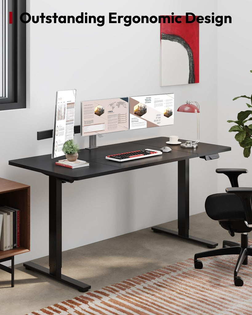 Dual Motor 71''x 32'' Large Height Adjustable Standing Desk | Sit Stand Desk with Splice Board , Ergonomic Computer