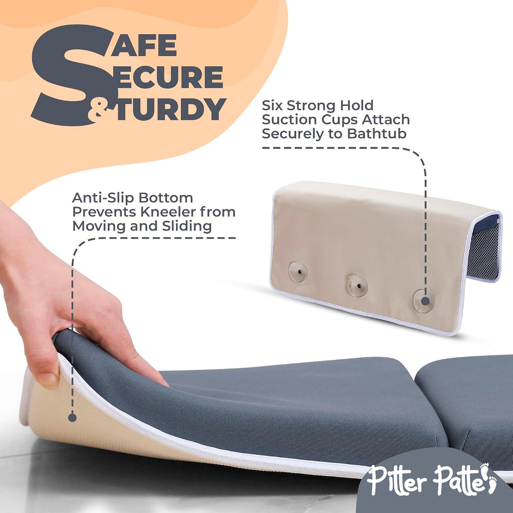 Bath Kneeler and Elbow Rest Pad Set Made of Neoprene & Foam - Non Slip Cushioned Bath Kneeling Pad for Bathing Baby