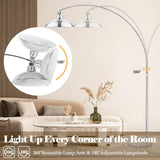 Modern 77" Arc Floor Lamp - Adjustable Sliver Standing Lamp, Rotatable Arch Metal Pole Task Lamp Over The Couch