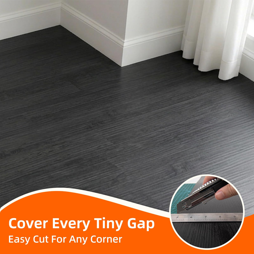 36-Pack Peel and Stick PVC Floor Tiles (54 Sq.Ft), Black