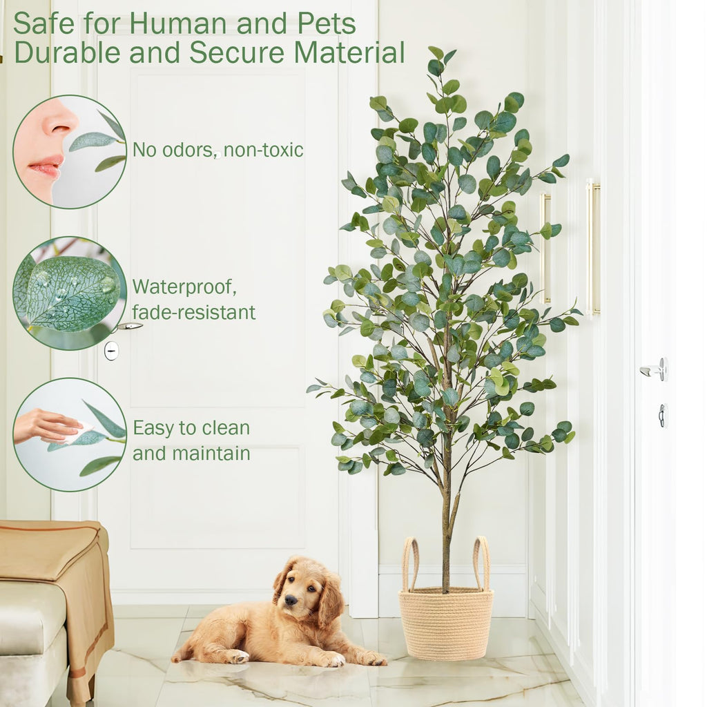 Artificial Eucalyptus Tree 6FT, 2 Pack Faux Floor Trees