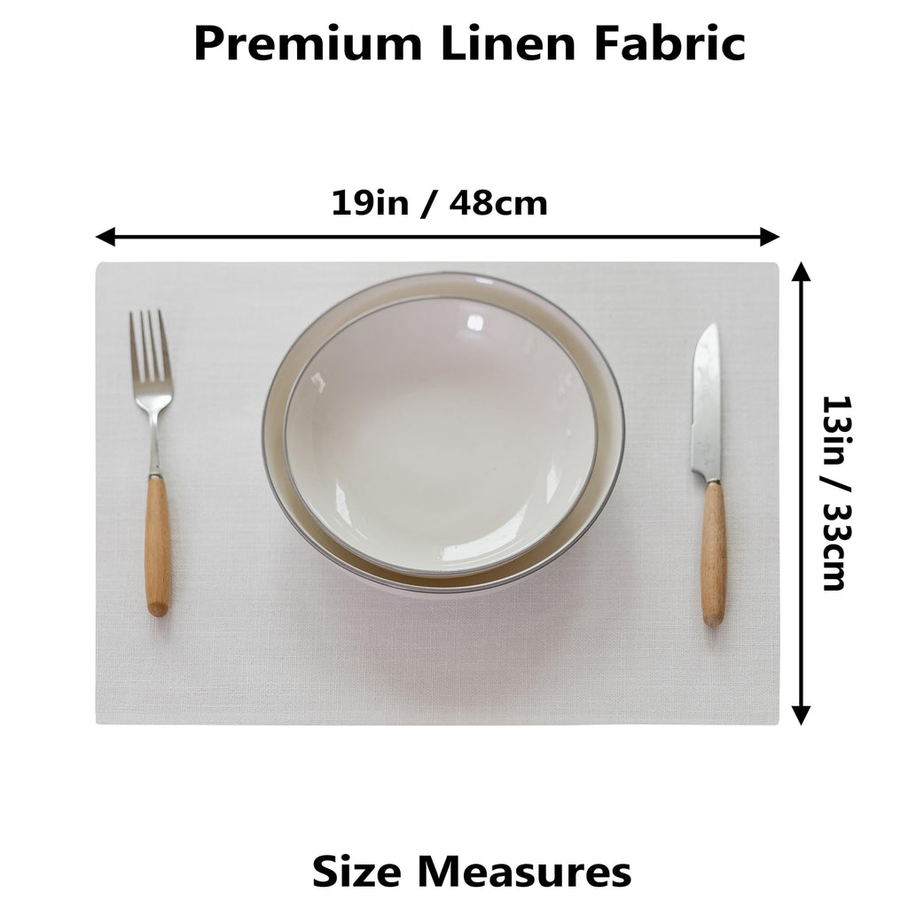 White Place Mats Set of 8 Washable Linen Placemats Heat Resistant Decorative Table Placemat for Holiday Party