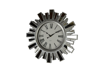 19" Inch Silver and Mirror Starburst Wall Clock