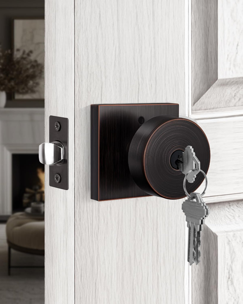 Oil Rubbed Bronze Entry Door Knob with Lock and Key 1 Pack