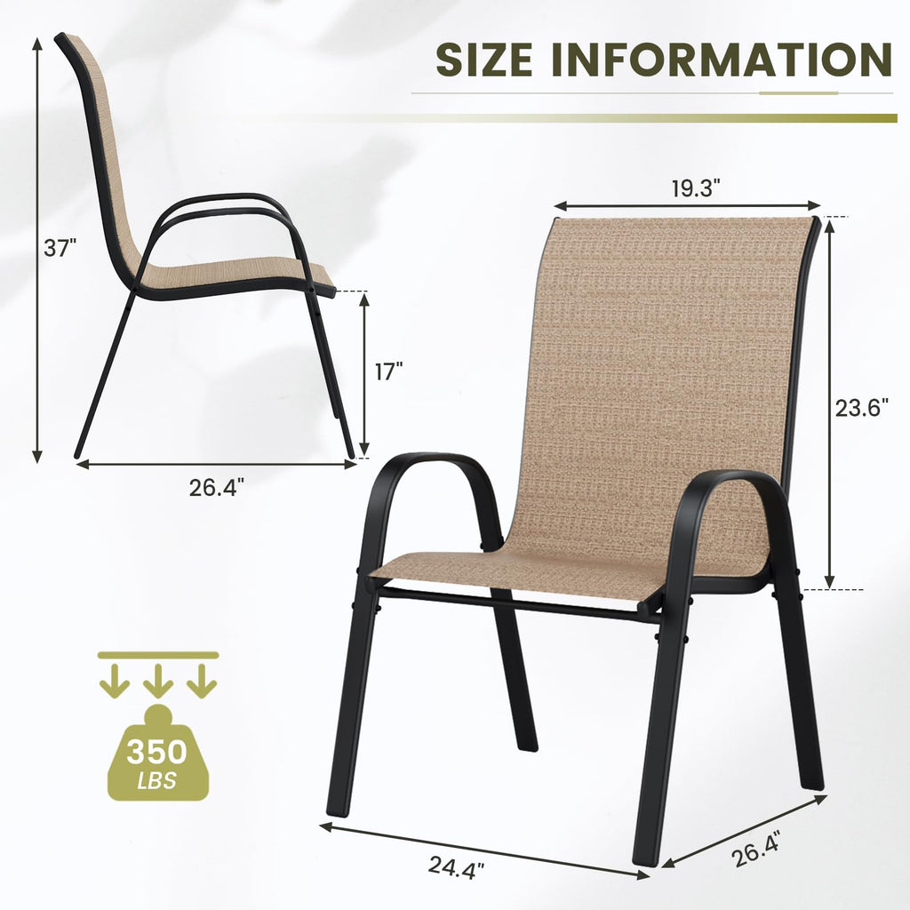 Patio Chairs Set of 6, Stackable Outdoor Dining Chairs with High Back, Breathable Textilene Fabric Outdoor Chair All