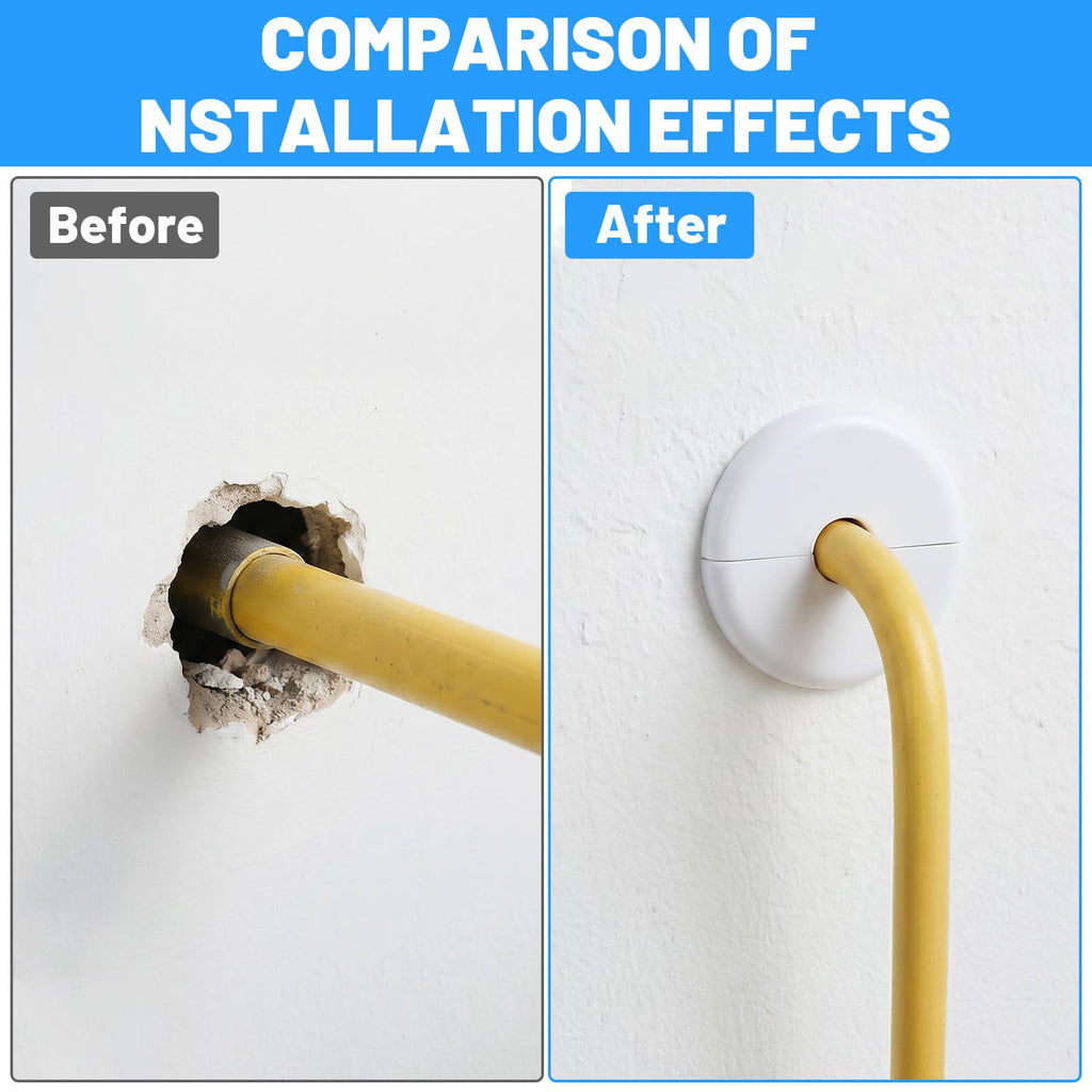 3 Pcs White Wall Split Flange 0.67in (17mm), Self-Adhesive Round Escutcheon Plate, Abs Hole Cover Buckle for Water