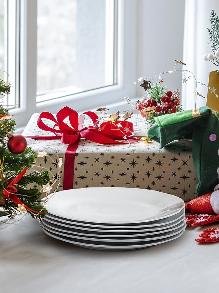 Ceramic Dinner Plates, 10.6 Inch Porcelain Scalloped Plates, Off-White Serving Dishes Set of 6 Kitchen, Microwave &