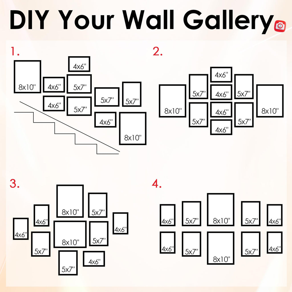 10 Pack Natural Picture Frames Collage Wall Decor for Mounting or Tabletop Display, Gallery Wall Frame Set with Two