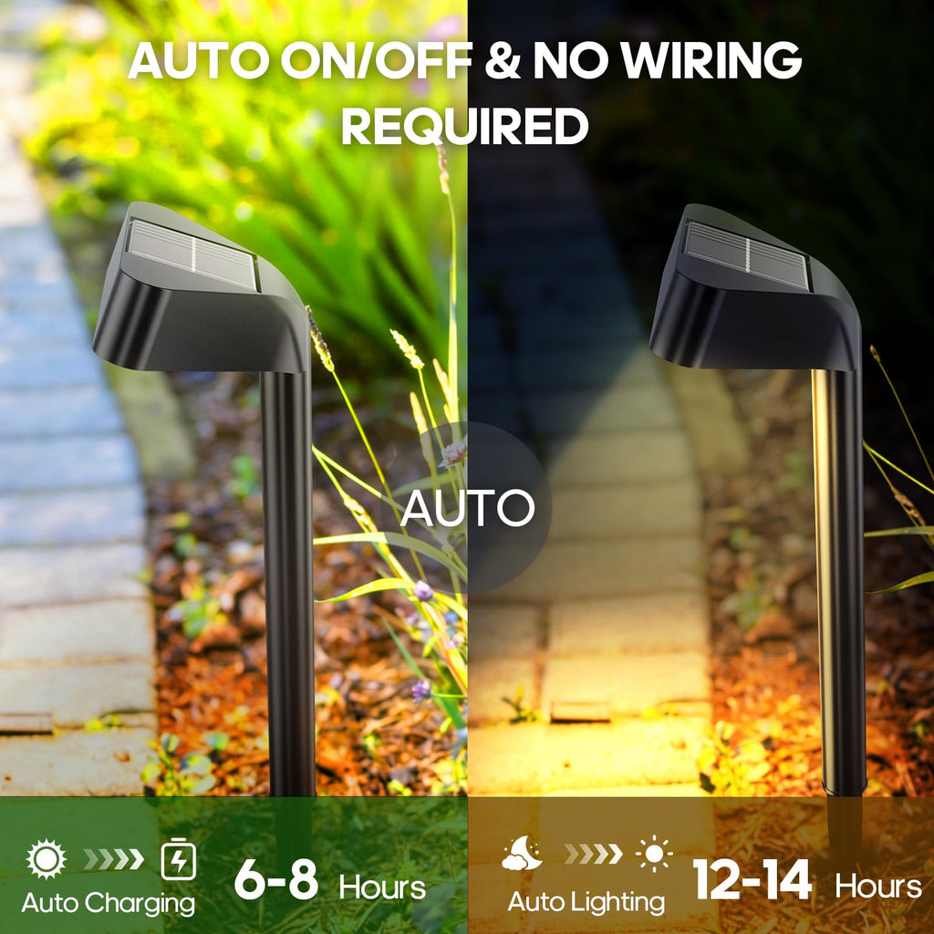 Solar Pathway Lights Outdoor 8 Pack 15 LED Brighter Path Lights Up to 12Hrs