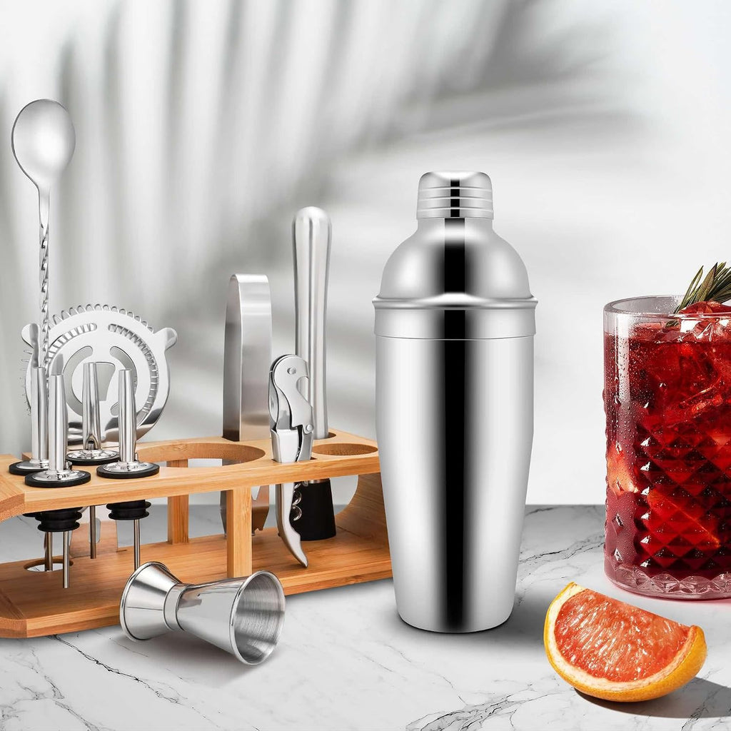 750-milliliter , 12-Piece Cocktail Bar Set, Bartender's Tool Set, Cocktail Shaker, with Bamboo Stand - Set of 12