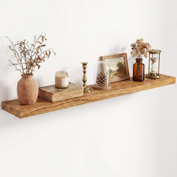 40" Wall Mounted Floating Shelves, Natural Elm Wood, 1 Pack