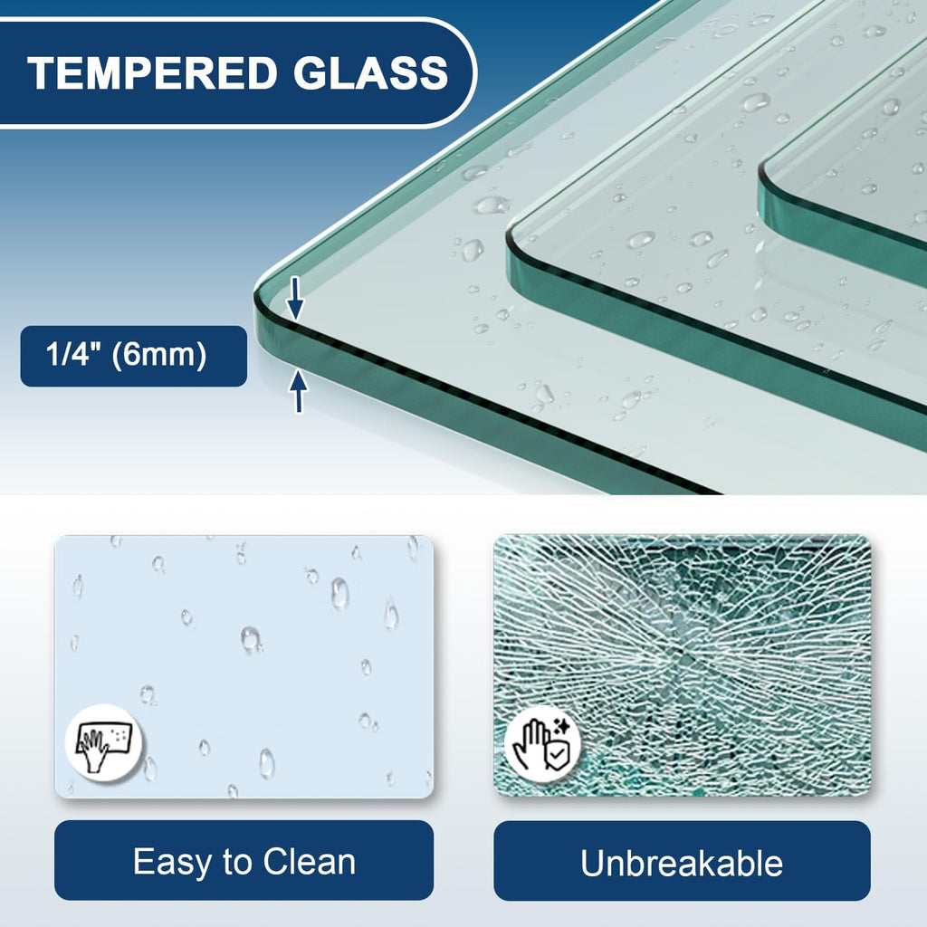 Pivot Shower Door 32-33.2" W x 72" H, Frameless Pivot Shower Door, 1/4"(6mm) SGCC Tempered Glass Shower Door