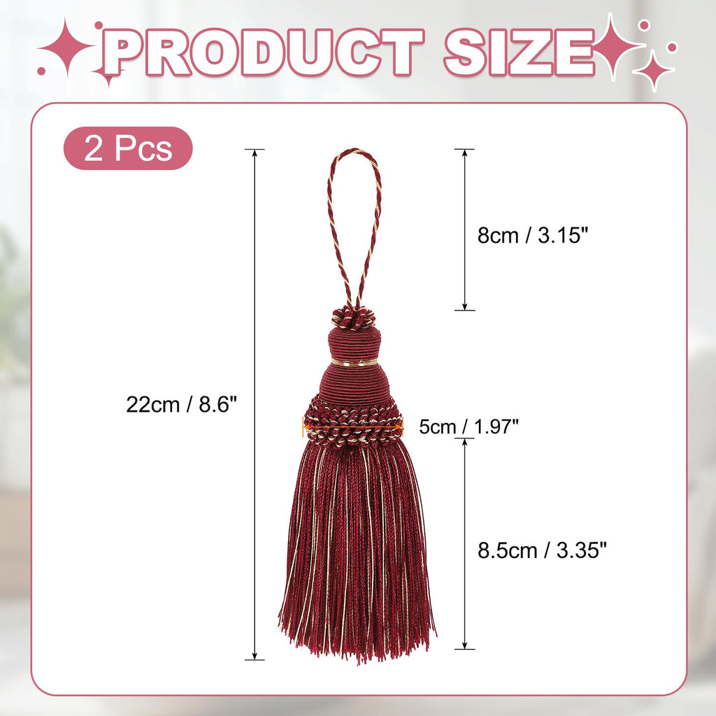 Silky Key Tassels with Loops DIY Accessories 8.6" Mixed Red, 2Pcs