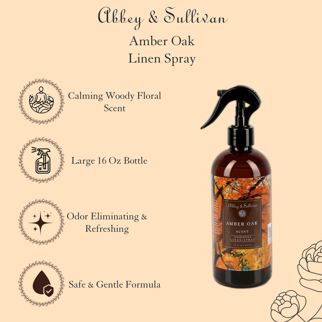 Odor Eliminating and Refreshing Linen and Room Spray, Amber Oak, 16 oz.