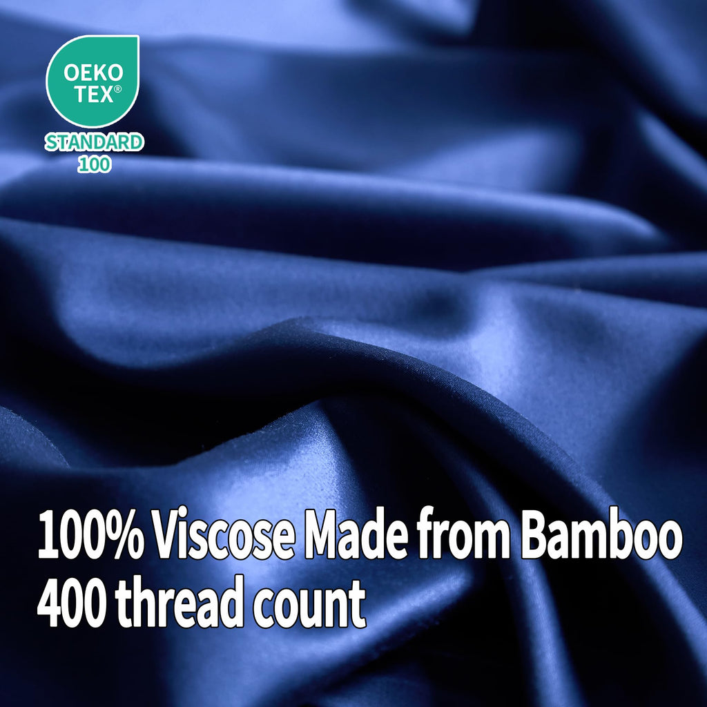 King Sheets Set, Luxuriously 400 Thread Count Organic Viscose Derived from Bamboo Bed Sheet, Cooling Sheets for King