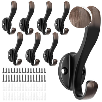 Coat Hooks Heavy Duty - Anti-Rust Oil Rubbed Bronze Towel Hook Decorative Wall Hooks for Hanging Towel, Robe, Scarf