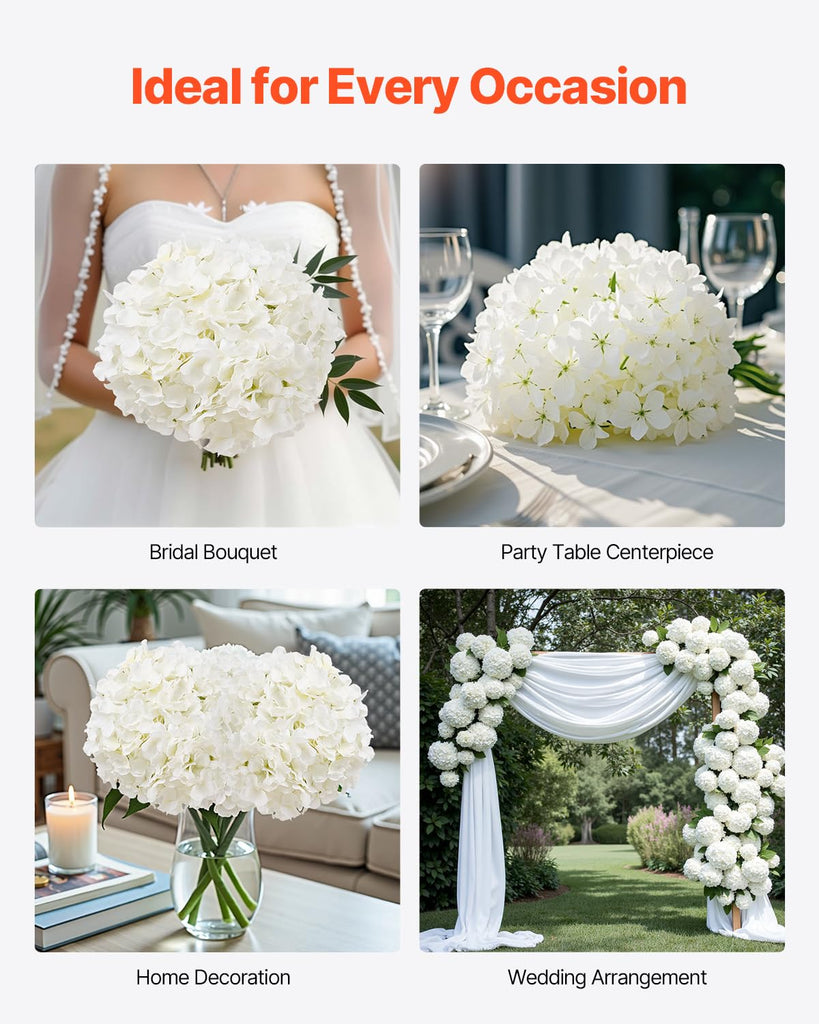 Artificial, 105 pcs Real Looking White Silk Fake Bulk, White Faux Bridal Shower with Stems for DIY Wedding Bouquets